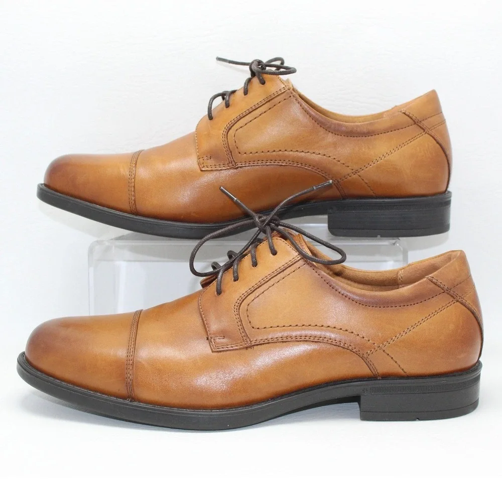 Florsheim Comfortech Ortholite Mens 9D Tan Leather Cap Toe Derby Shoes NWOB